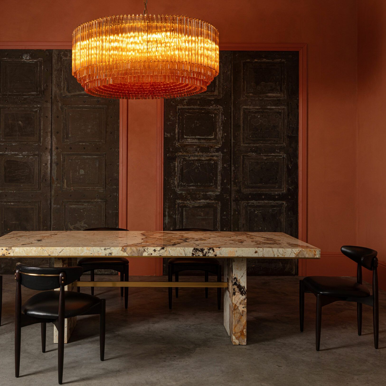 Maren Chandelier Amber Drum Glass
