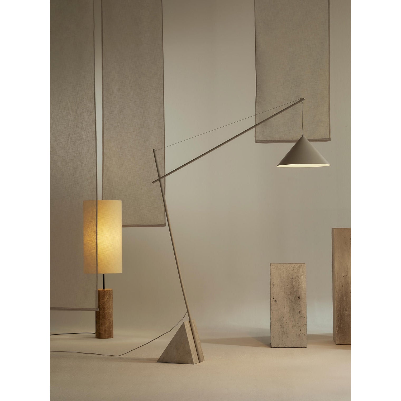 Valorielle Travertine Floor Lamp