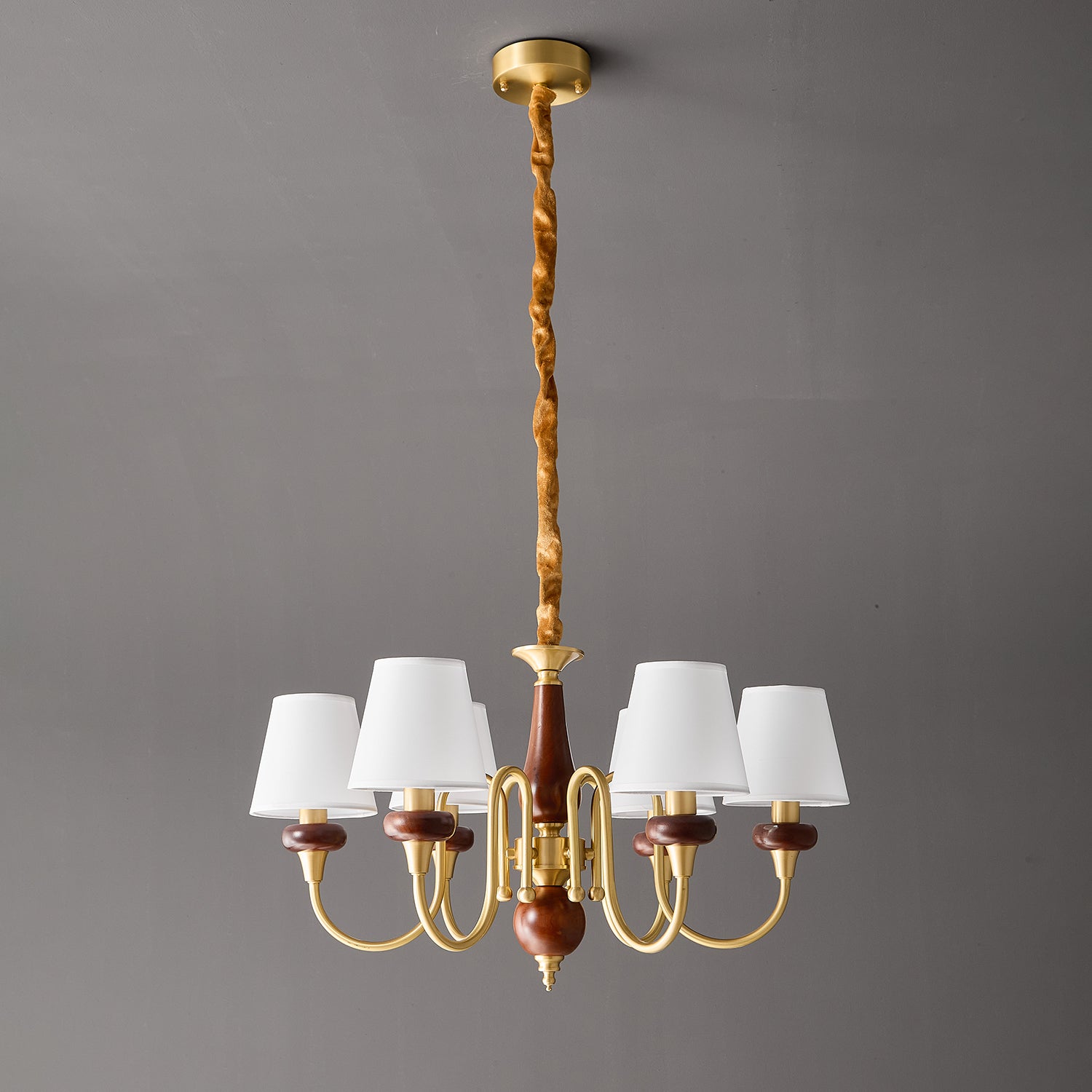 Zovena Classic Elegance Vintage Fabric Wood Chandelier