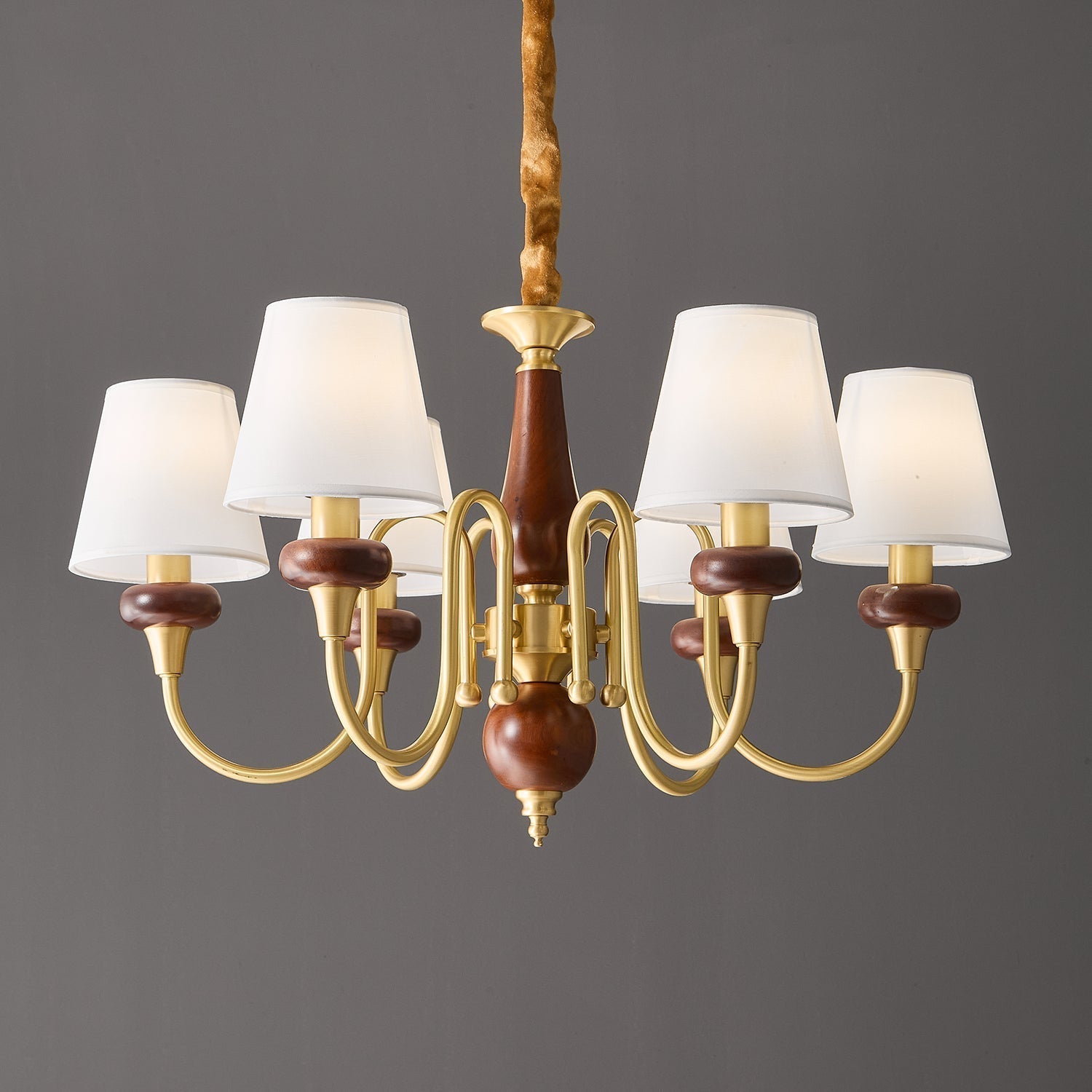 Zovena Classic Elegance Vintage Fabric Wood Chandelier