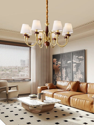 Zovena Classic Elegance Vintage Fabric Wood Chandelier