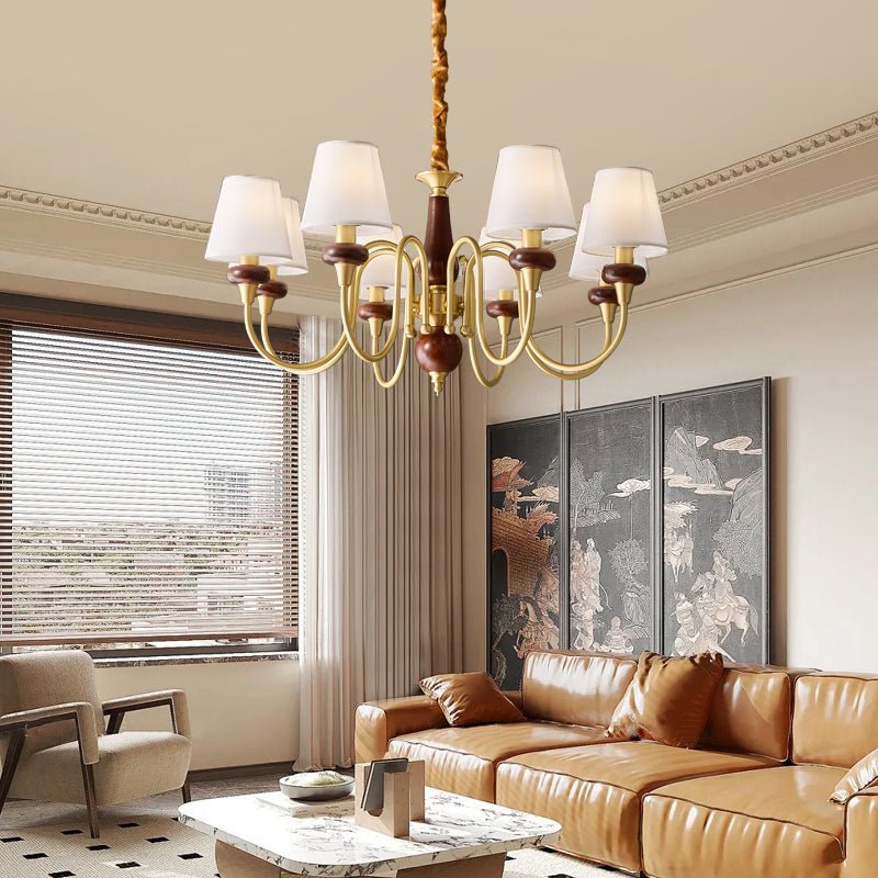 Zovena Classic Elegance Vintage Fabric Wood Chandelier