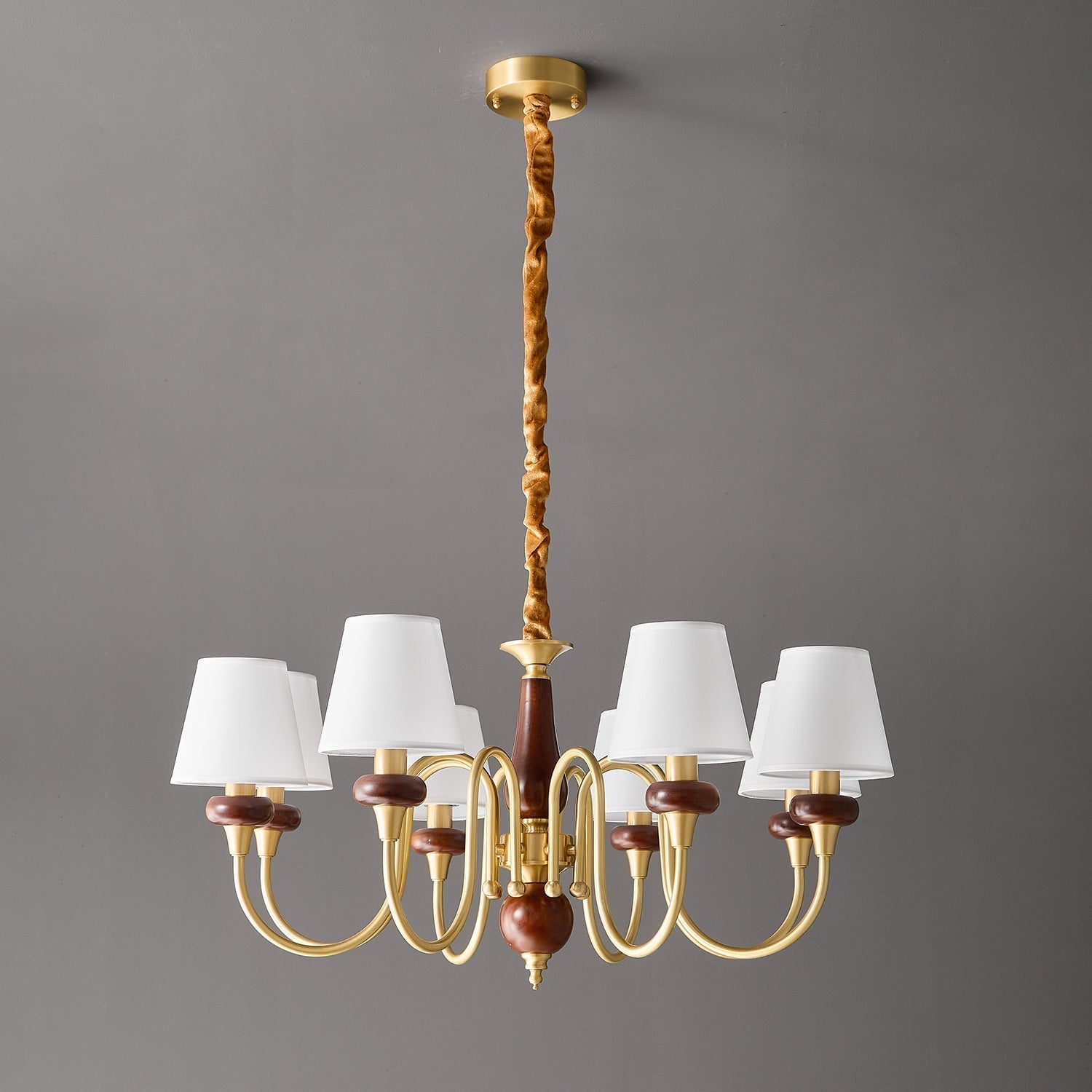 Zovena Classic Elegance Vintage Fabric Wood Chandelier