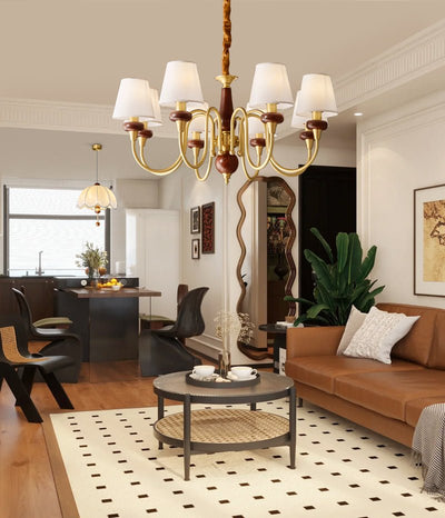 Zovena Classic Elegance Vintage Fabric Wood Chandelier