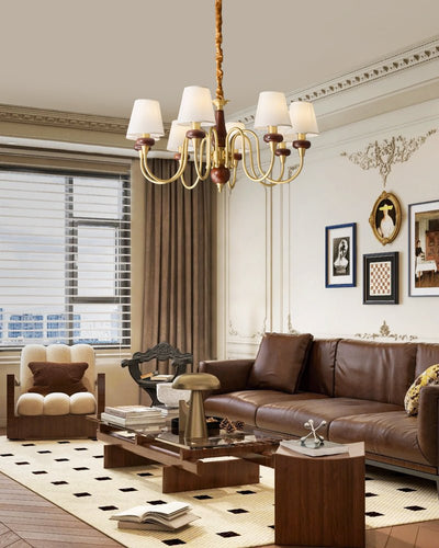 Zovena Classic Elegance Vintage Fabric Wood Chandelier