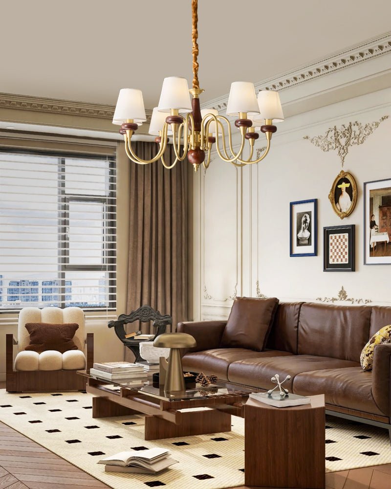 Zovena Classic Elegance Vintage Fabric Wood Chandelier