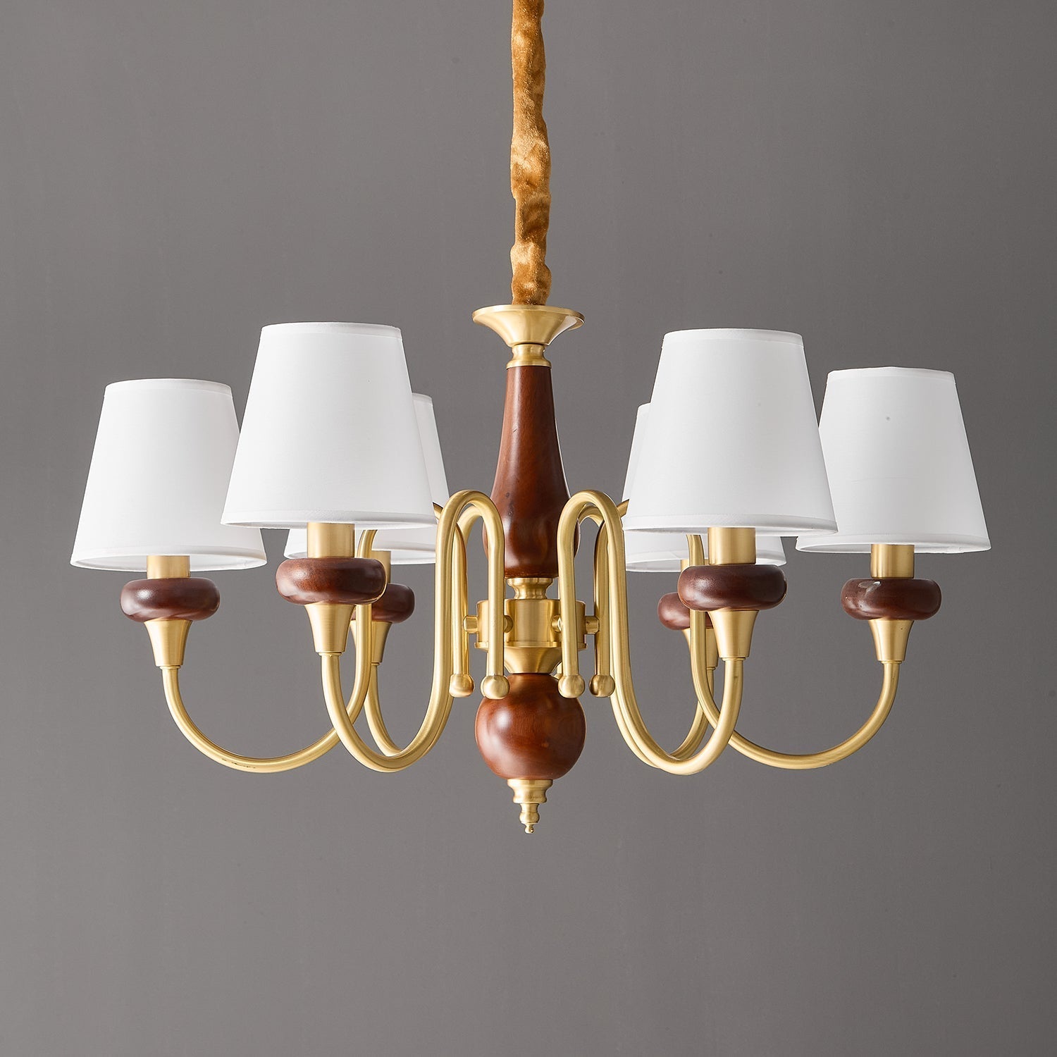 Zovena Classic Elegance Vintage Fabric Wood Chandelier