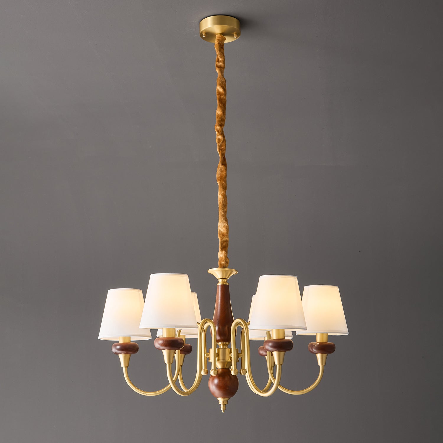 Zovena Classic Elegance Vintage Fabric Wood Chandelier