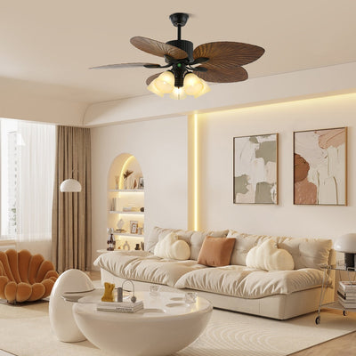 Palmoré Wood Leaves Ceiling Fan Light