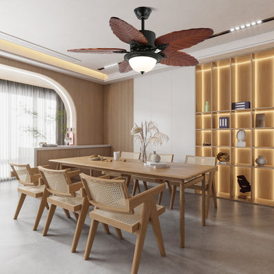 Palmoré Wood Leaves Ceiling Fan Light