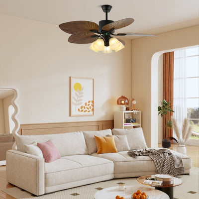 Alora Tropical Wood Ceiling Fan Light - Neutral Decor