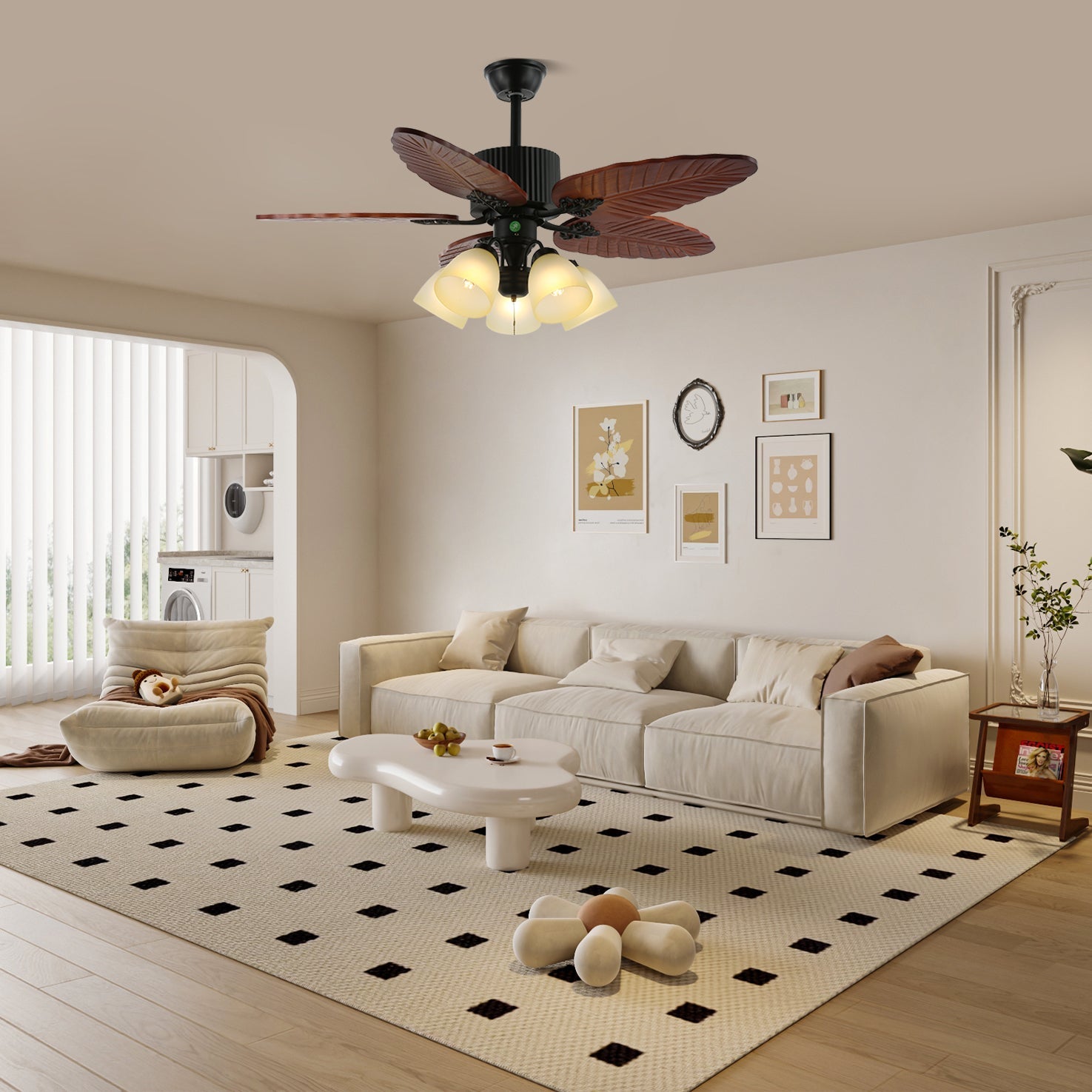 Palmoré Wood Leaves Ceiling Fan Light