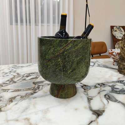 Flima Elegant Green Marble Sculptural Decorative Interior Bowl