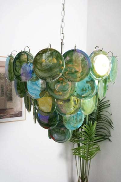 Lioraline Chandelier Green Murano Glass Disc Contemporary
