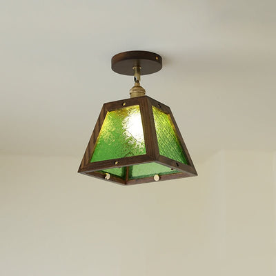 Edmund Green Patterned Glass Ceiling Light