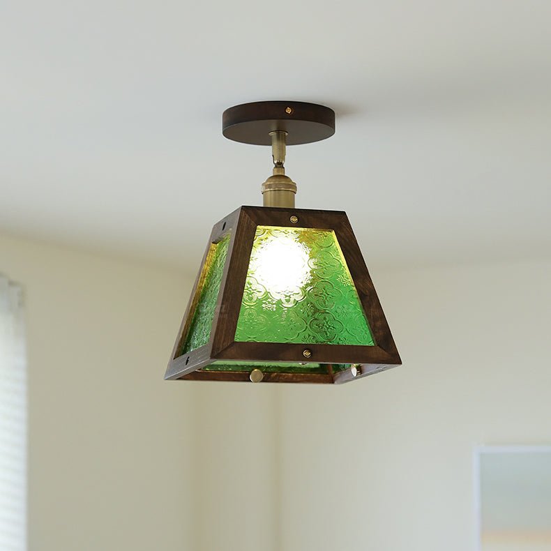 Edmund Green Patterned Glass Ceiling Light