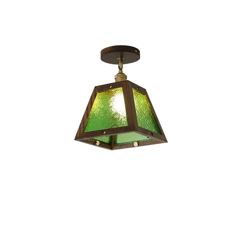 Edmund Green Patterned Glass Ceiling Light