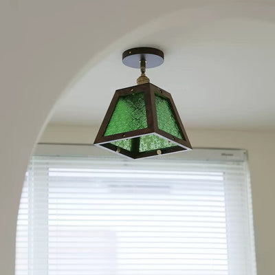 Edmund Green Patterned Glass Ceiling Light