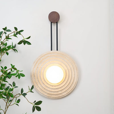 Isoror Spiral-Ring Travertine Wall Light