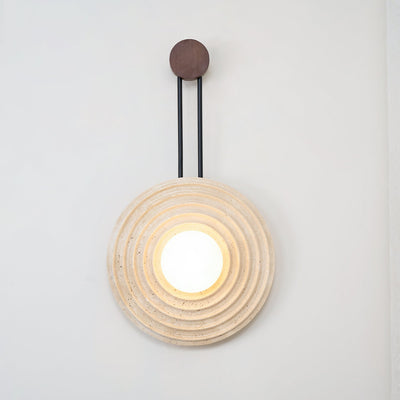 Isoror Spiral-Ring Travertine Wall Light