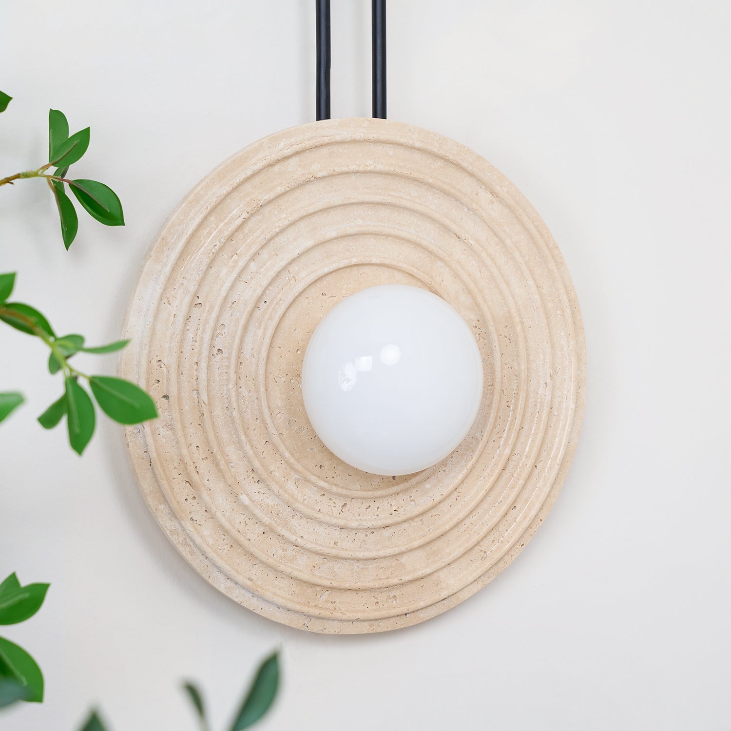 Isoror Spiral-Ring Travertine Wall Light