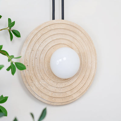 Isoror Spiral-Ring Travertine Wall Light