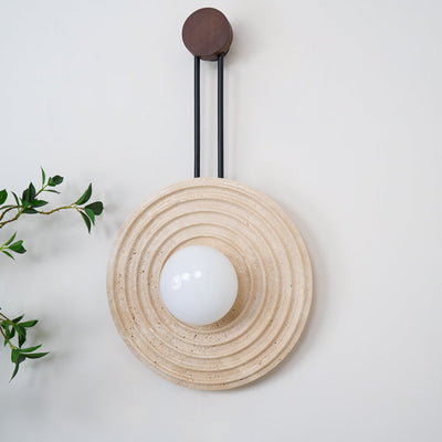 Isoror Spiral-Ring Travertine Wall Light