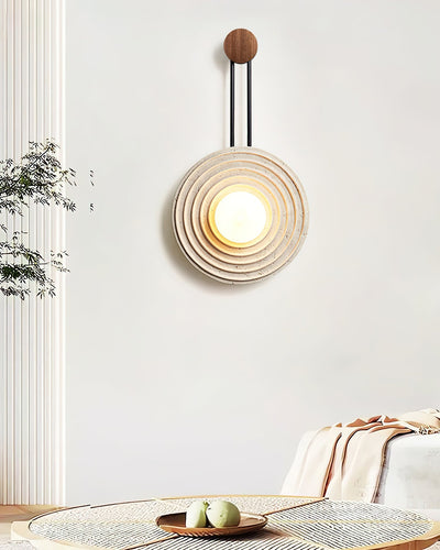 Isoror Spiral-Ring Travertine Wall Light