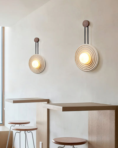Isoror Spiral-Ring Travertine Wall Light
