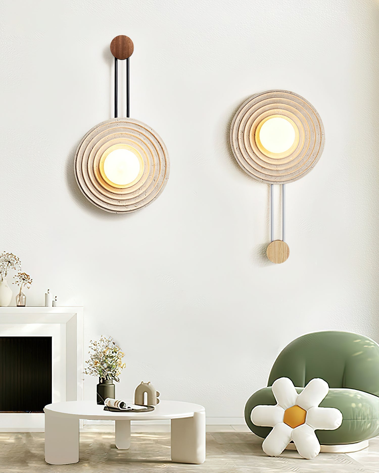 Isoror Spiral-Ring Travertine Wall Light