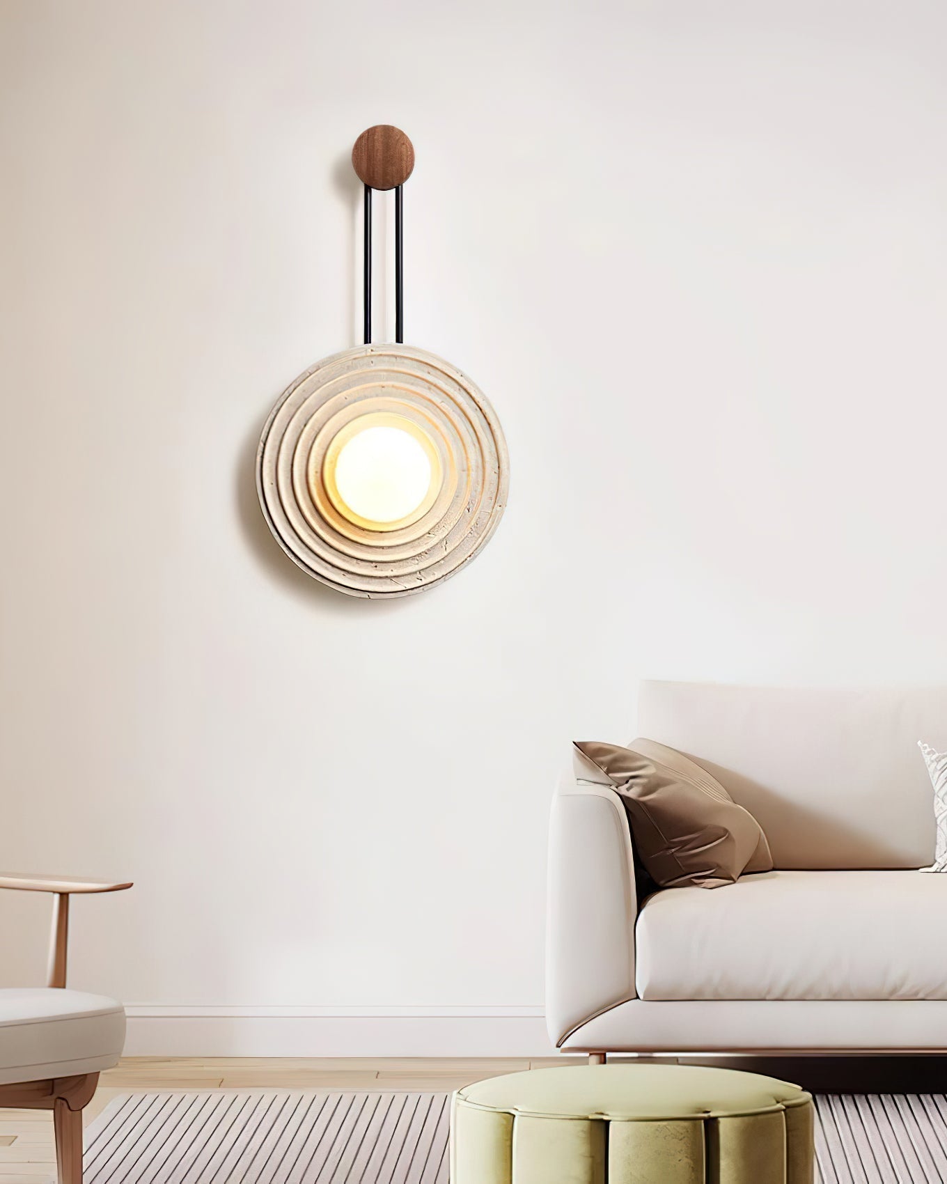 Isoror Spiral-Ring Travertine Wall Light
