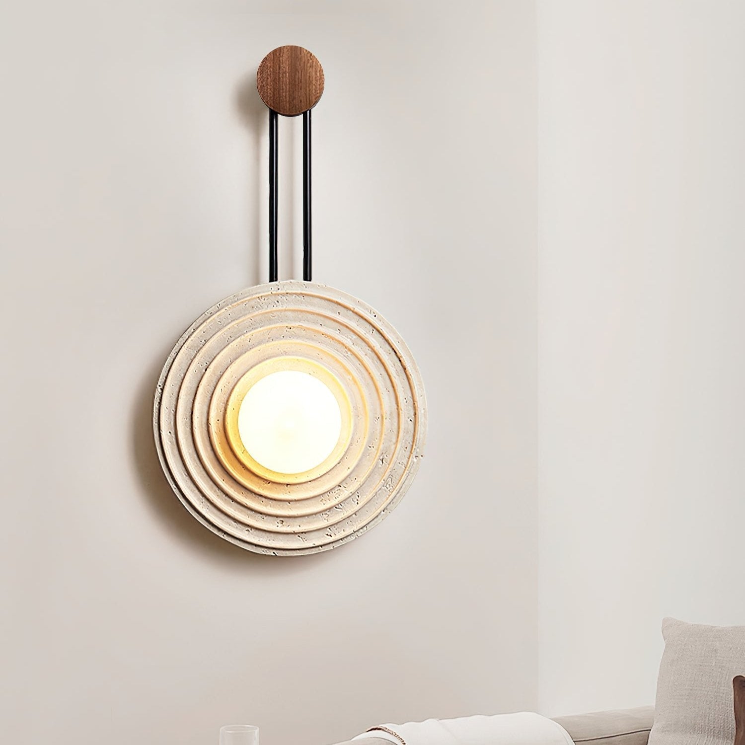 Isoror Spiral-Ring Travertine Wall Light