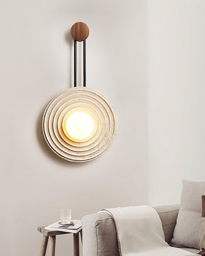 Isoror Spiral-Ring Travertine Wall Light