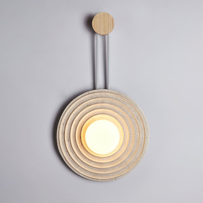 Isoror Spiral-Ring Travertine Wall Light