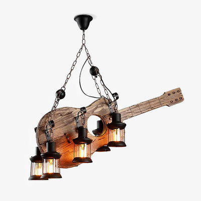 Elvisette Pendant Lamp Guitar Rustic Wood Vintage