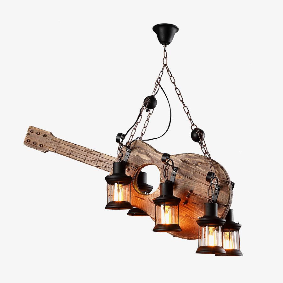 Elvisette Pendant Lamp Guitar Rustic Wood Vintage