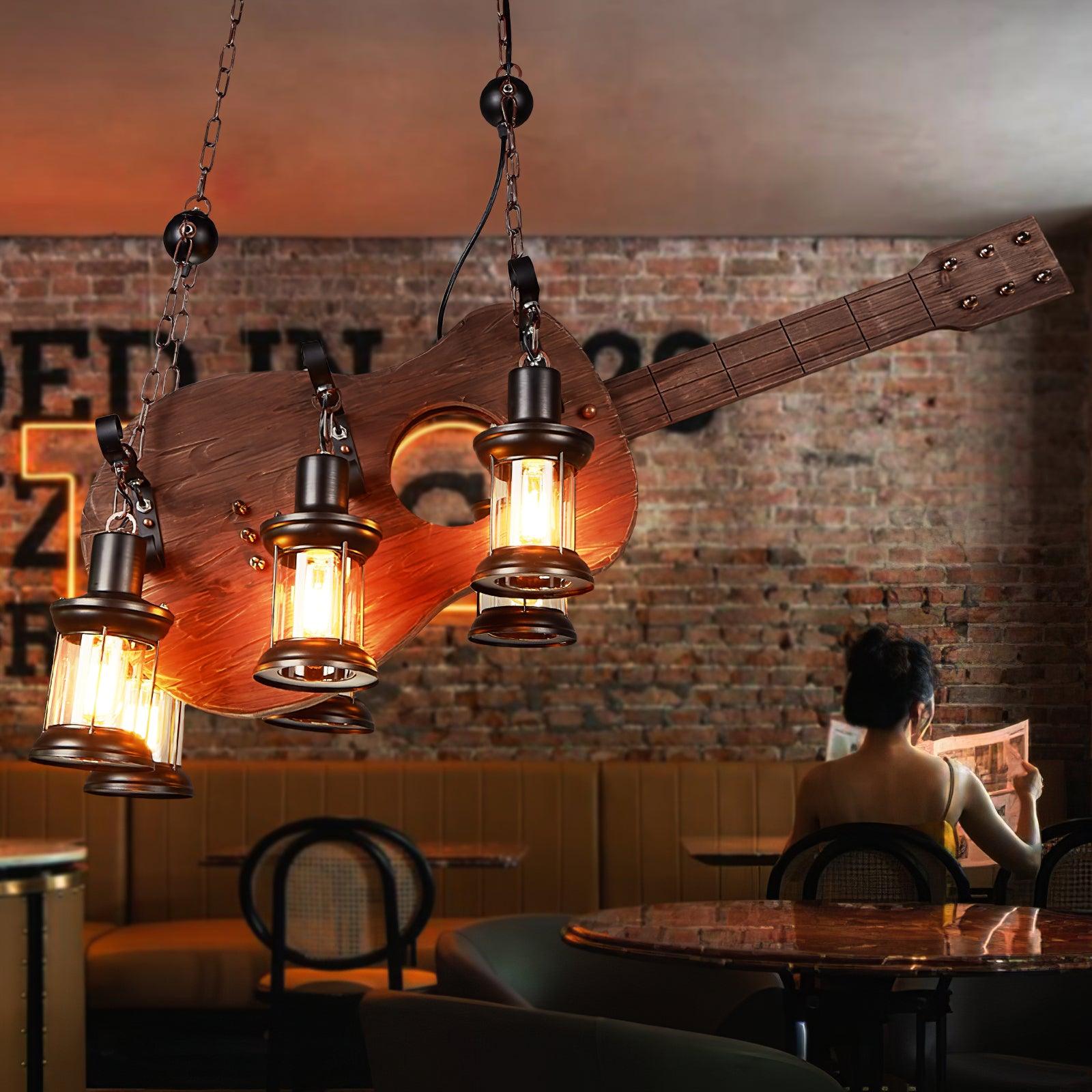 Elvisette Pendant Lamp Guitar Rustic Wood Vintage
