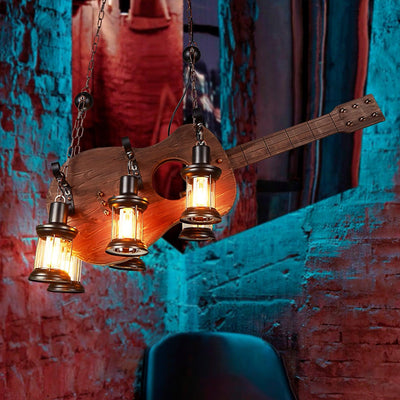 Elvisette Pendant Lamp Guitar Rustic Wood Vintage