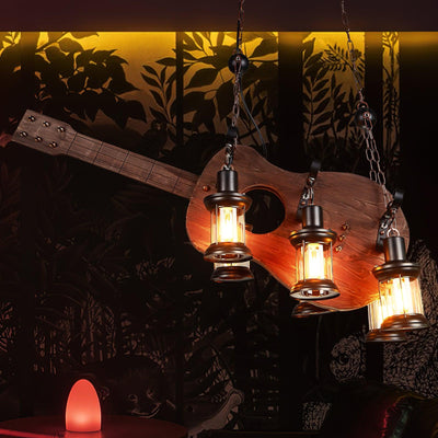 Elvisette Pendant Lamp Guitar Rustic Wood Vintage