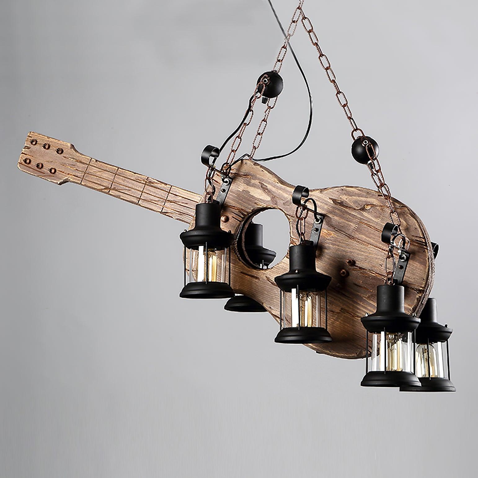 Elvisette Pendant Lamp Guitar Rustic Wood Vintage