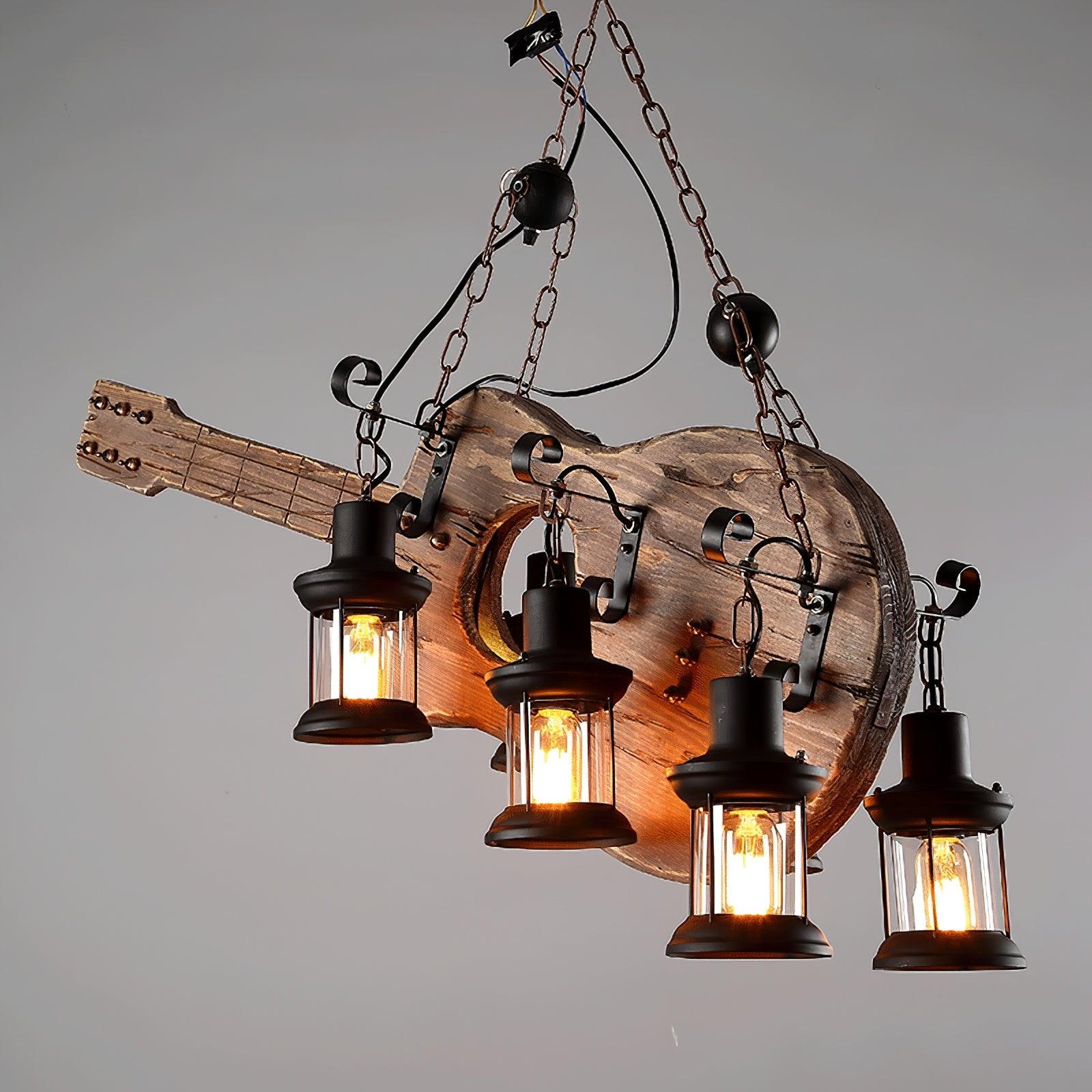Elvisette Pendant Lamp Guitar Rustic Wood Vintage