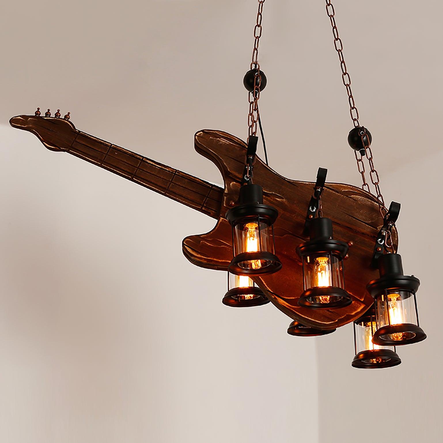 Elvisette Pendant Lamp Guitar Rustic Wood Vintage