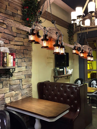 Elvisette Pendant Lamp Guitar Rustic Wood Vintage