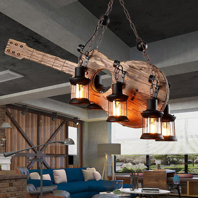 Elvisette Pendant Lamp Guitar Rustic Wood Vintage