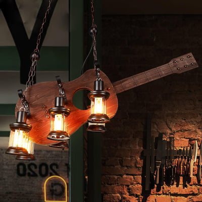 Elvisette Pendant Lamp Guitar Rustic Wood Vintage