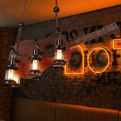 Elvisette Pendant Lamp Guitar Rustic Wood Vintage
