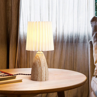 Arsorarae Pleated Travertine Table Lamp