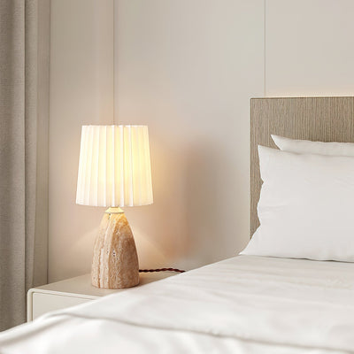 Arsorarae Pleated Travertine Table Lamp