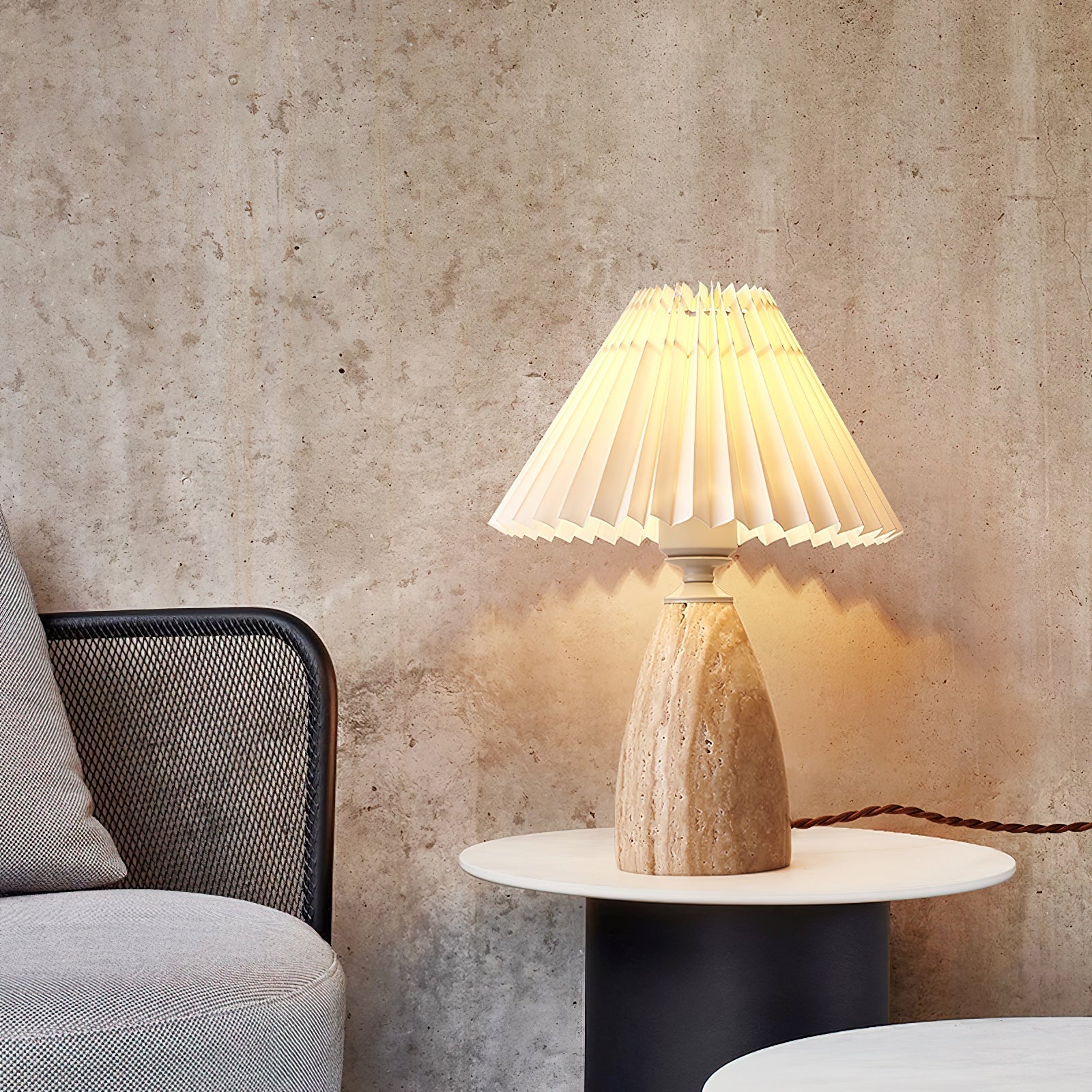 Arsorarae Pleated Travertine Table Lamp