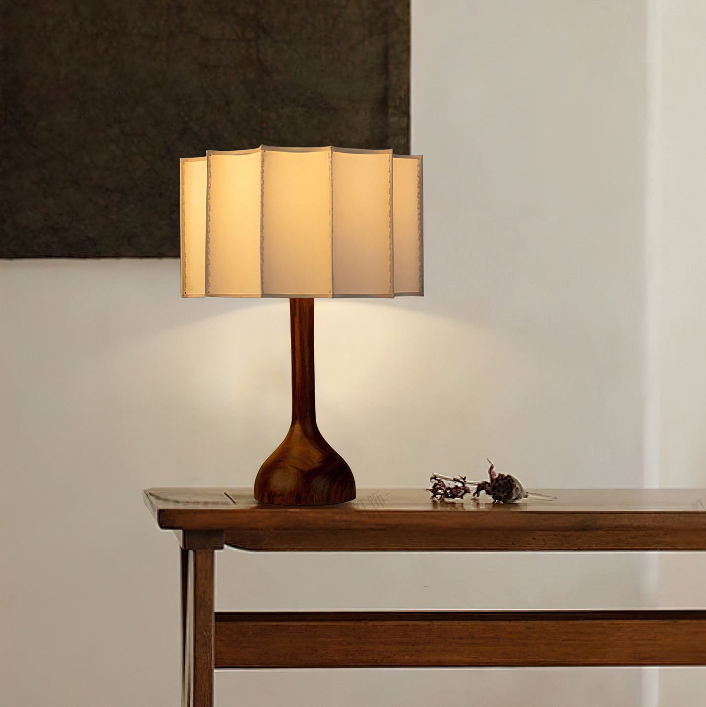 Livenq Wood Fabric Retro Table Lamp